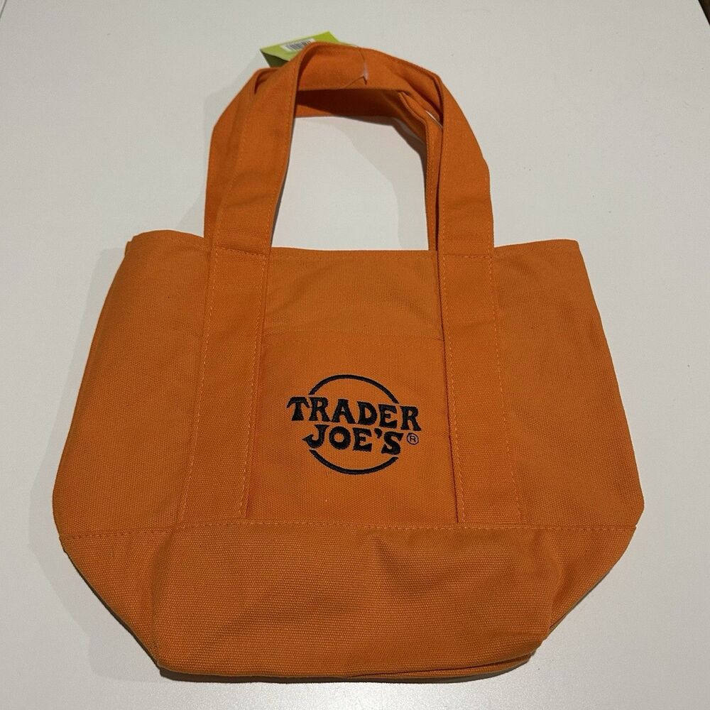 Trader Joe's Halloween Ltd Edition Mini Tote Bag Orange NWT Reusable Sustainable